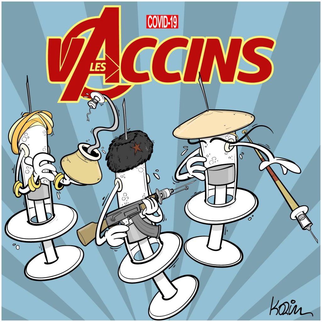 dessin presse humour coronavirus covid-19 image drôle vaccin indien chinois russe