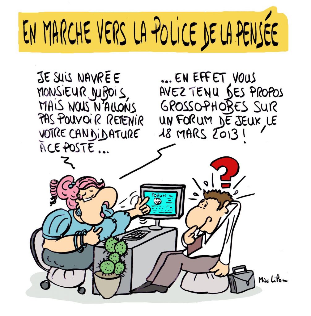 dessin presse humour réseaux sociaux image drôle police pensée