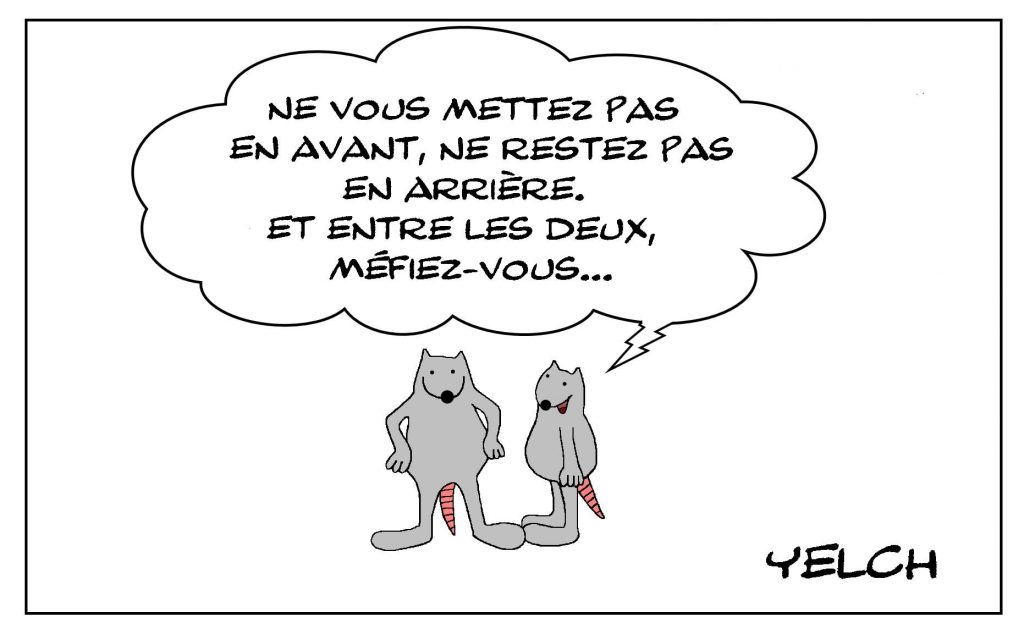 dessins humour se mettre en avant image drôle rester en arrière