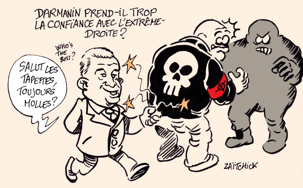 dessin presse humour Gérald Darmanin image drôle extrême-droite molle