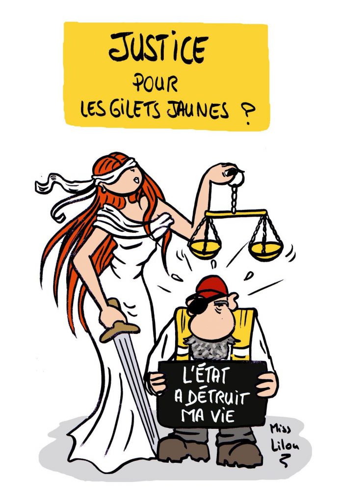 dessin presse humour gilets jaunes image drôle Jérôme Rodriguez violences policières
