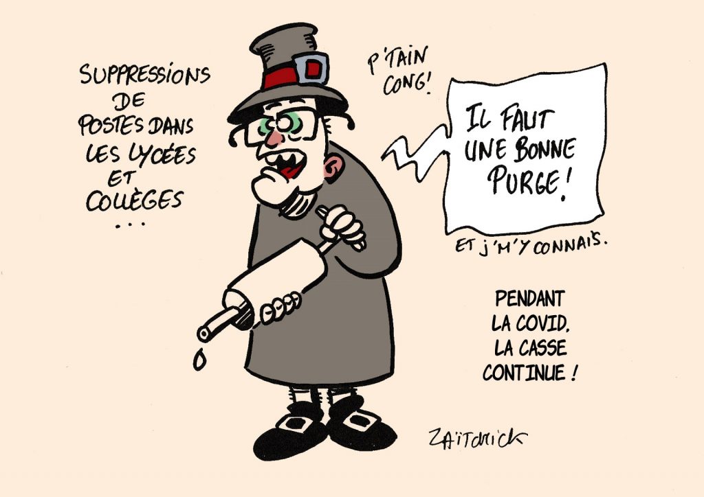 dessin presse humour Jean Castex image drôle Éducation Nationale suppressions postes