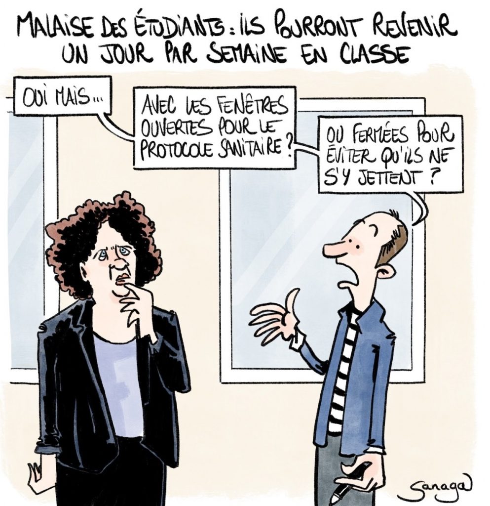 dessin presse humour coronavirus covid19 image drôle malaise étudiants Frédérique Vidal