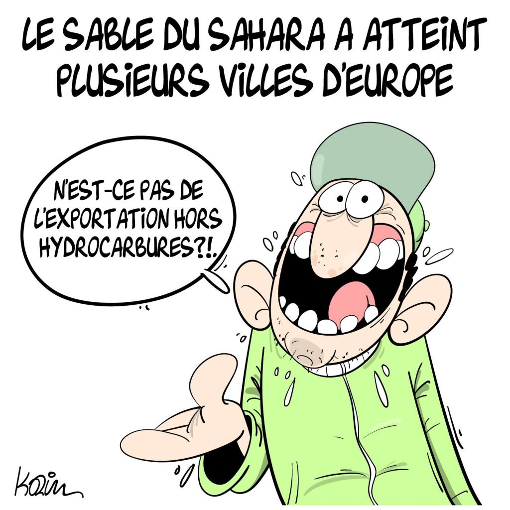 dessin presse humour vent sable Sahara image drôle Algérie ville Europe