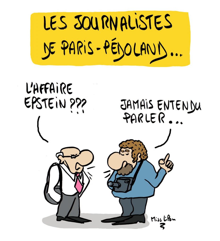 dessin presse humour affaire Epstein image drôle journalistes pédophilie