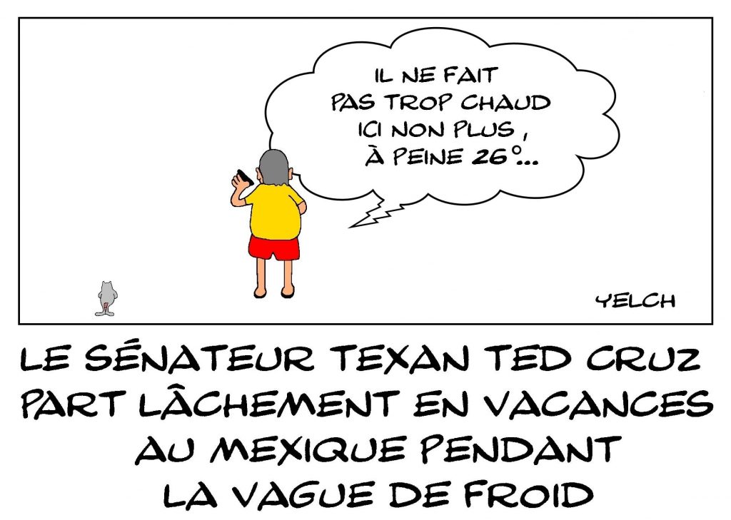 dessins humour États-Unis Texas image drôle vacances sénateur Ted Cruz Mexique