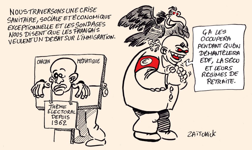 dessin presse humour crise sanitaire image drôle libéralisme débat immigration