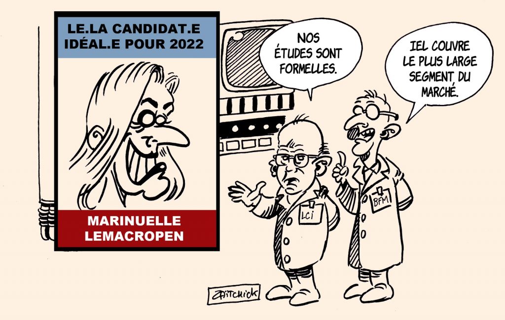 dessin presse humour élection présidentielle 2022 image drôle Emmanuel Macron Marine Le Pen