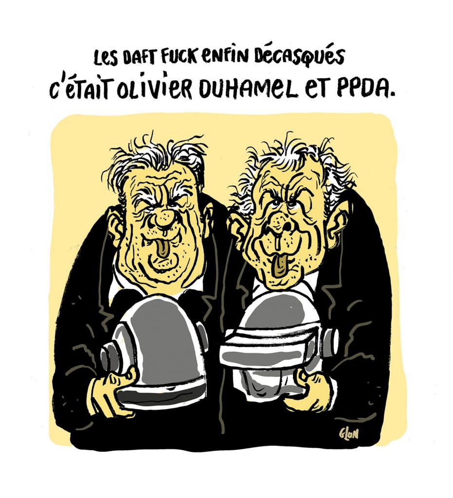 dessin presse humour Olivier Duhamel Patrick Poivre d’Arvor image drôle Daft Punk viol