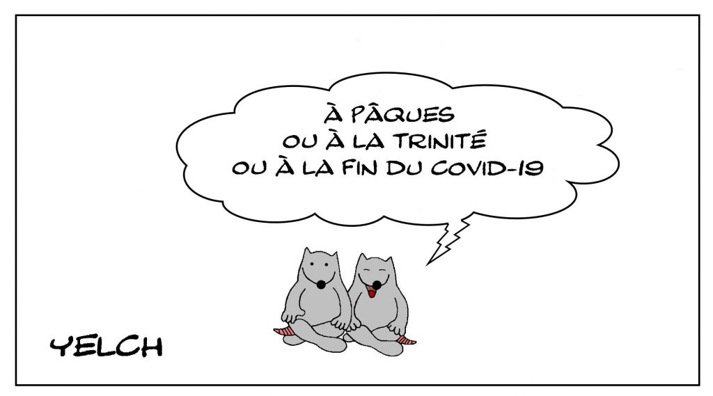 dessins humour expression Pâques Trinité image drôle fin du coronavirus