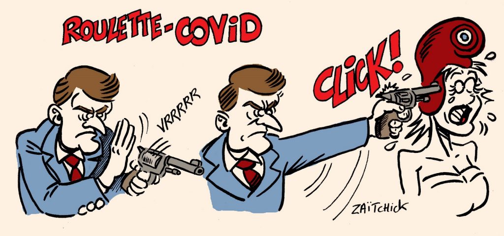 dessin presse humour coronavirus covid-19 image drôle Emmanuel Macron allocution confinement