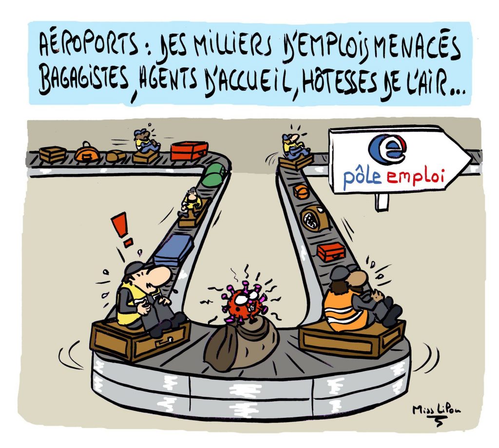 dessin presse humour coronavirus covid-19 image drôle aviation aéroport transport aérien