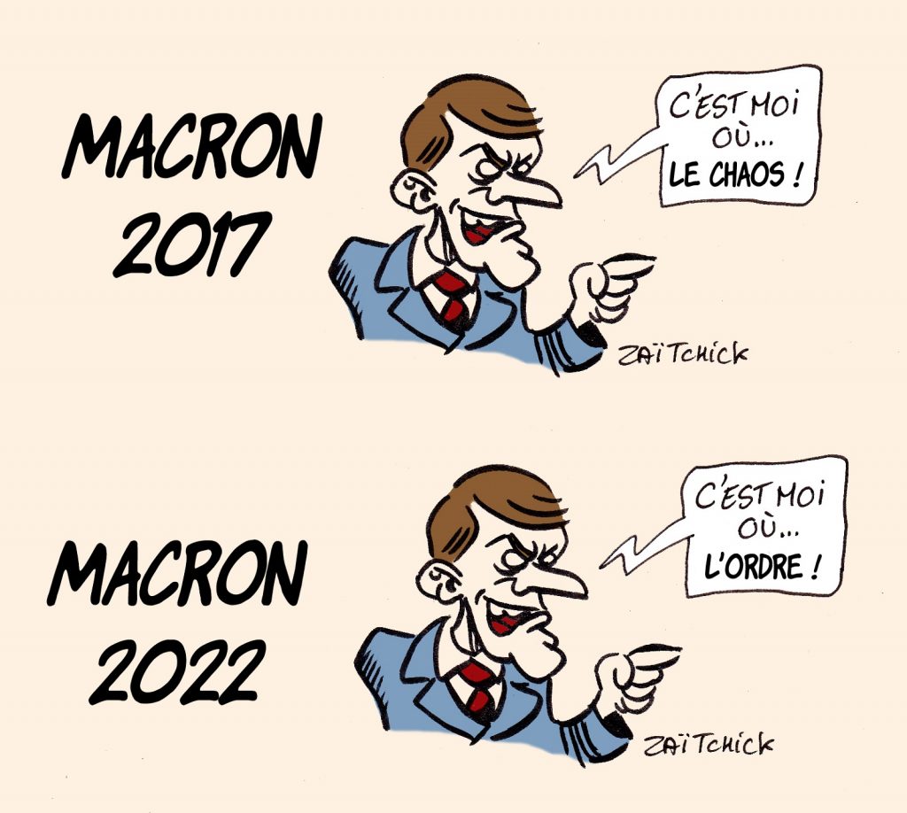 dessin presse humour Emmanuel Macron image drôle élection présidentielle vote barrage