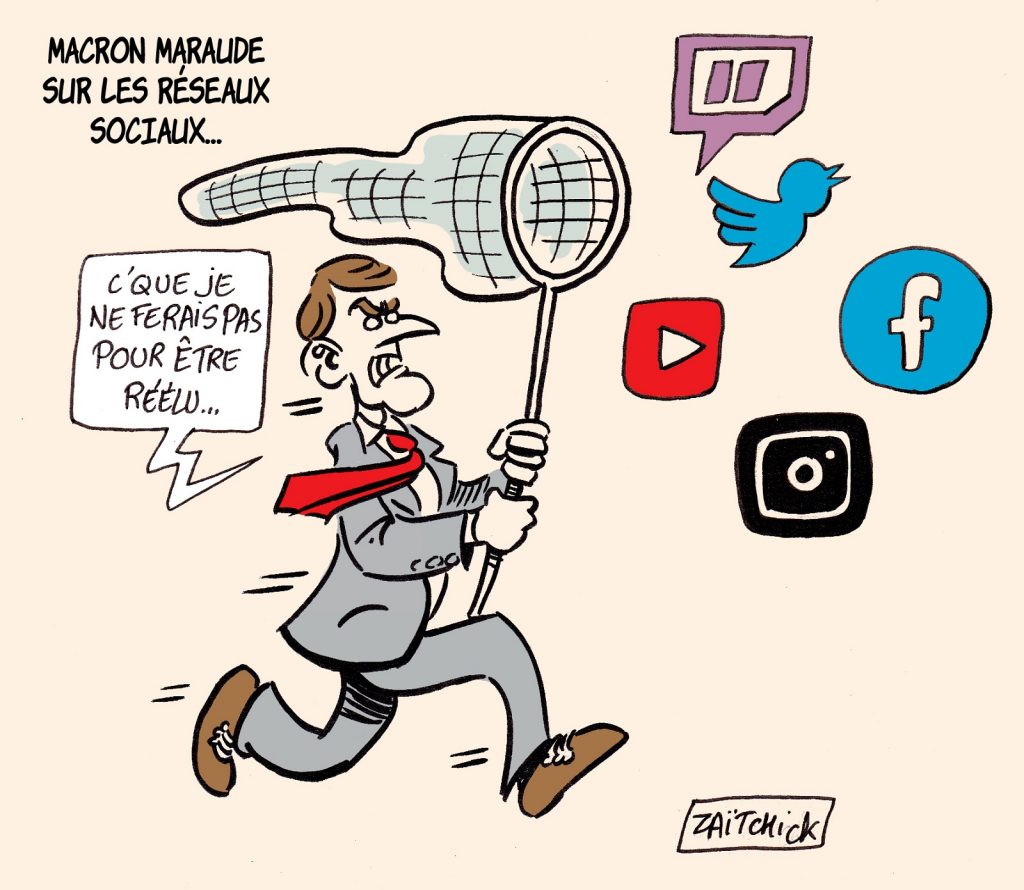 dessin presse humour Emmanuel Macron image drôle réélection réseaux sociaux