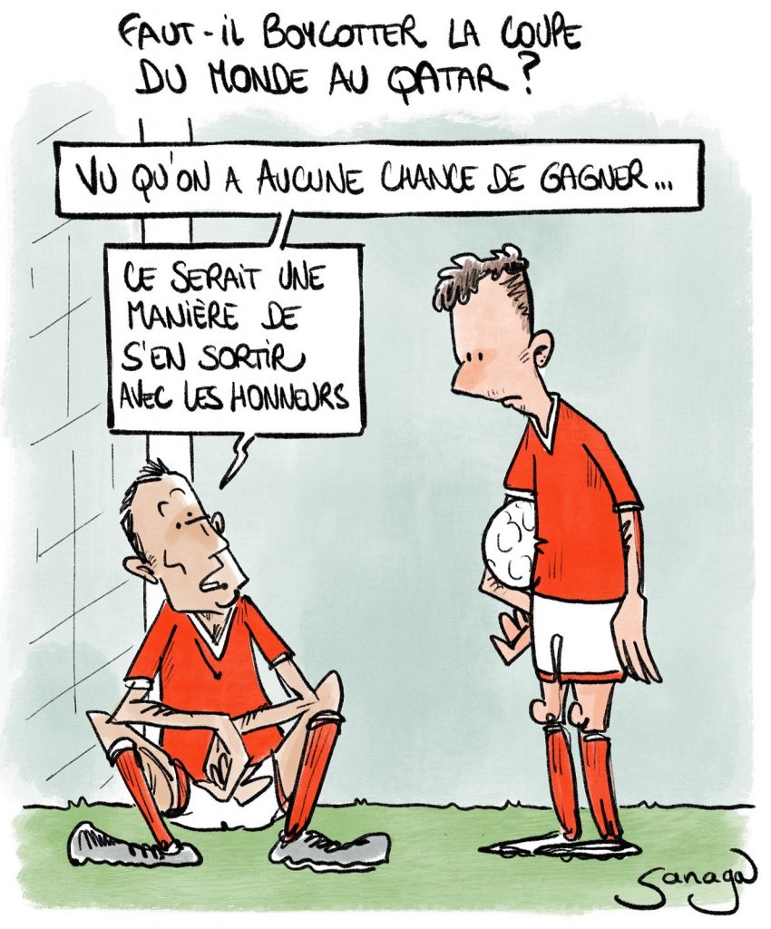 dessin presse humour foot football image drôle coupe du monde Qatar boycott