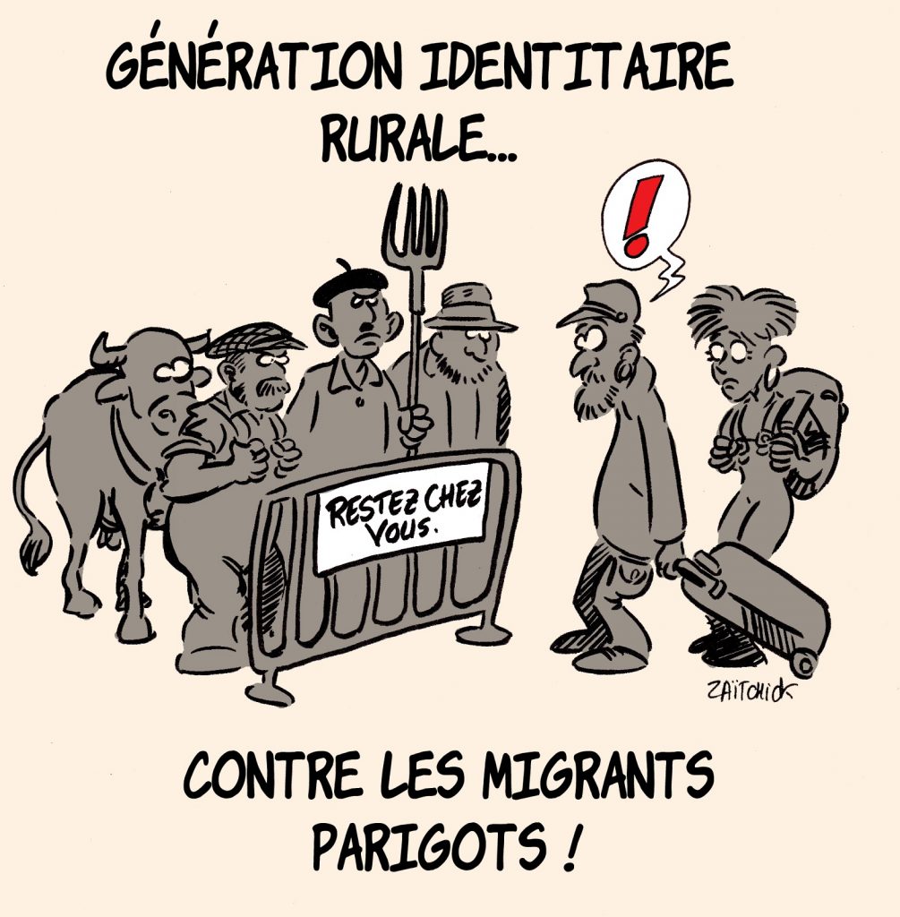 dessin presse humour coronavirus covid19 Génération Identitaire image drôle Île de France confinement