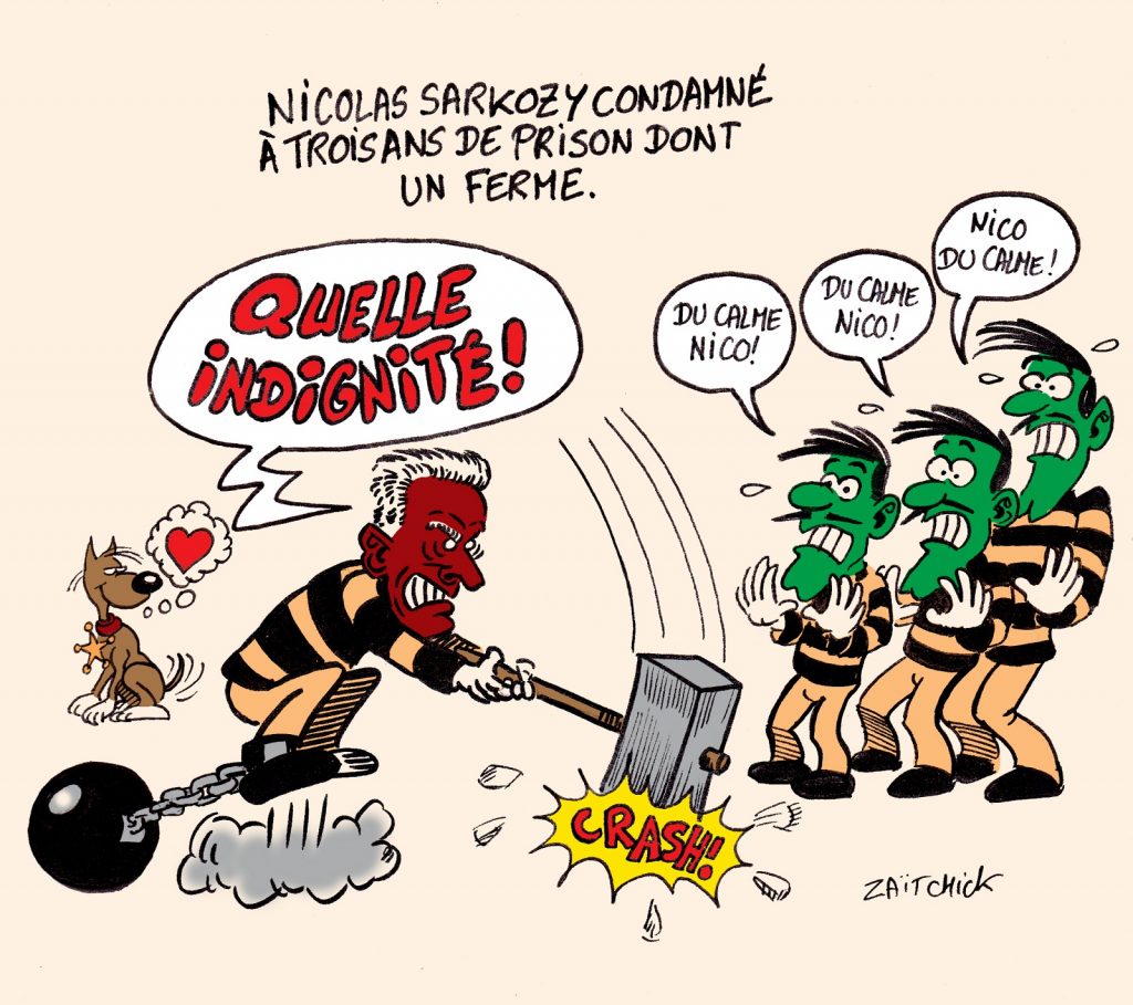 dessin presse humour Nicolas Sarkozy image drôle condamnation prison ferme Dalton