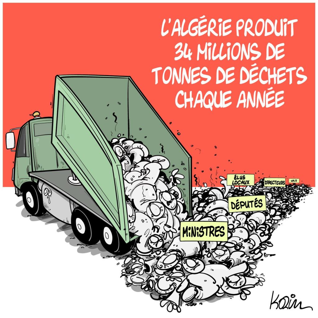 dessin presse humour Algérie pollution déchets image drôle hommes politiques