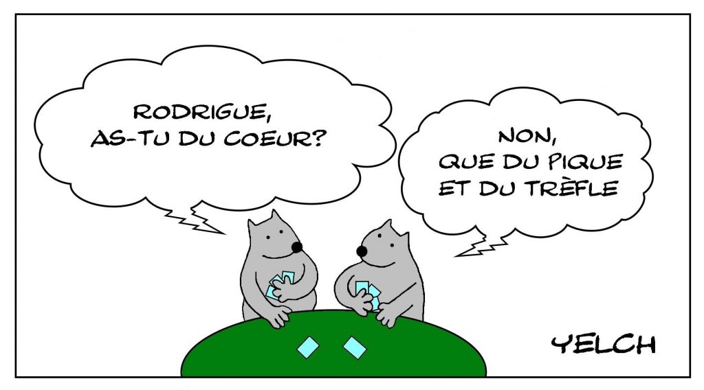 dessins humour jeu de cartes image drôle cœur pique trèfle