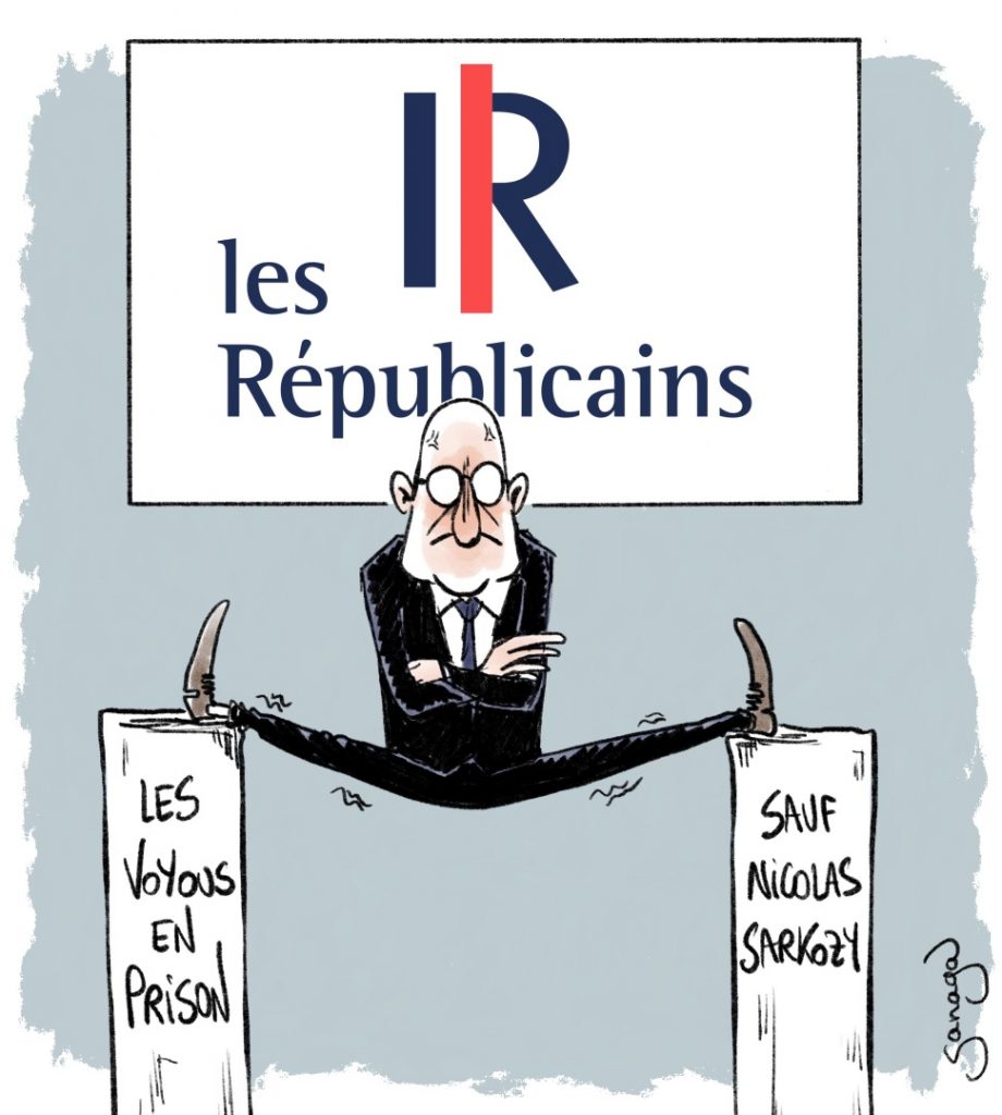 dessin presse humour Nicolas Sarkozy image drôle Les Républicains grand écart