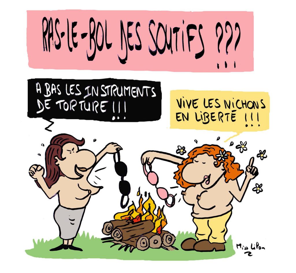 dessin presse humour coronavirus covid-19 image drôle confinement soutiens-gorges