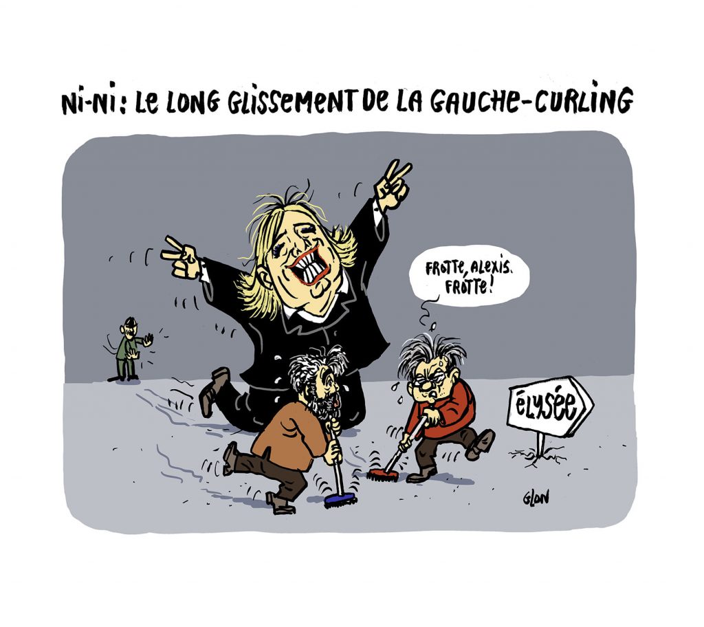 dessin presse humour présidentielle 2022 image drôle Marine Le Pen gauche ni-ni