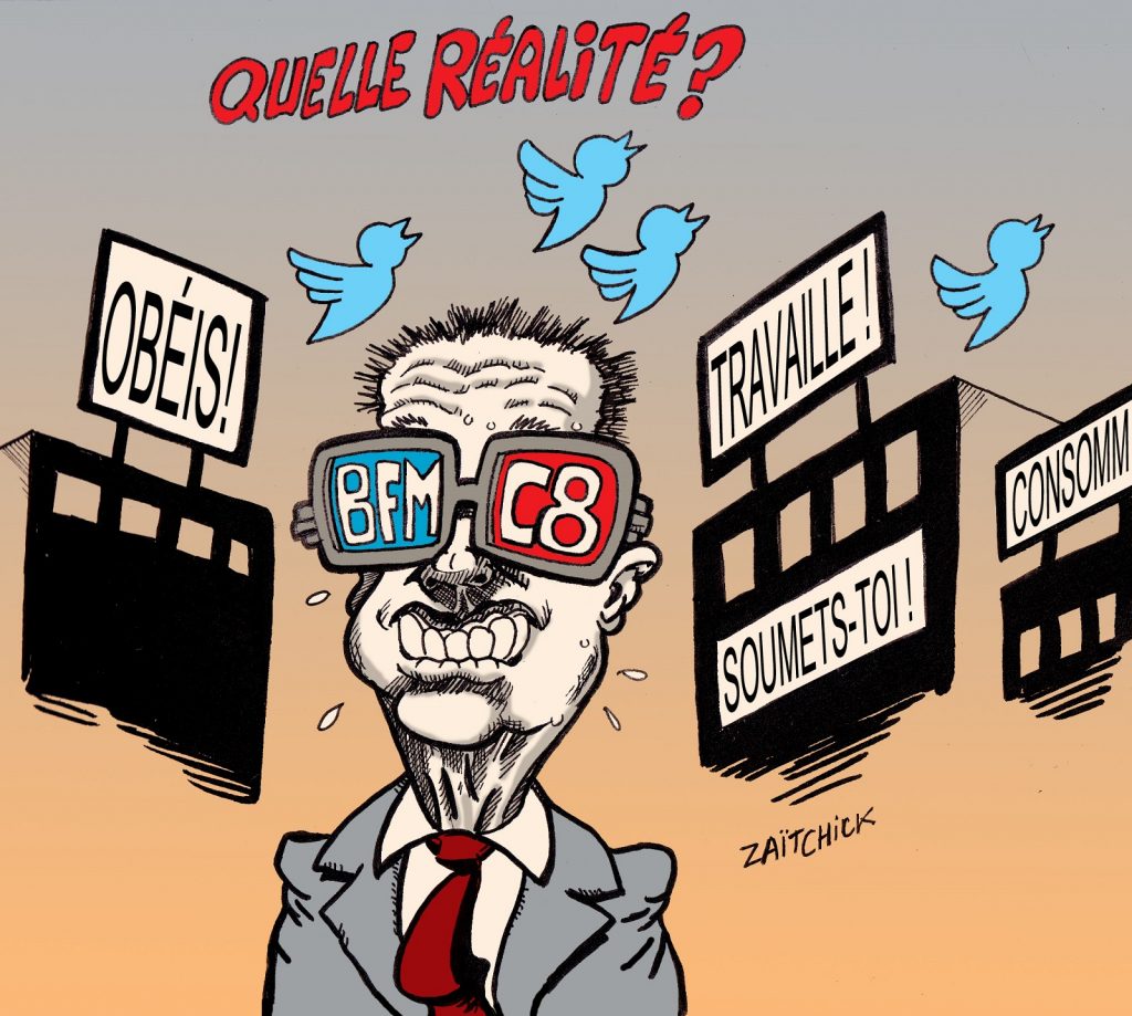 dessin presse humour médias BFMTV C8 image drôle propagande réseaux sociaux