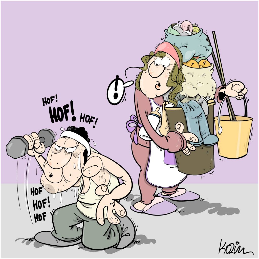 dessin presse humour journée internationale image drôle droits femmes 8 mars musculation ménage