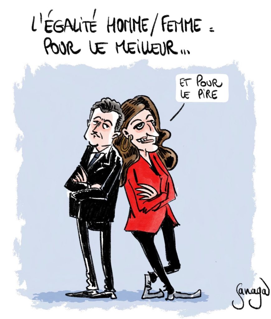 dessin presse humour Gérald Darmanin image drôle Marlène Schiappa égalité femme homme