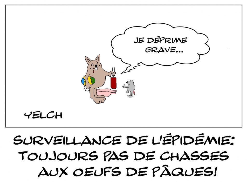 dessins humour coronavirus Pâques image drôle lapin de Pâques déprime
