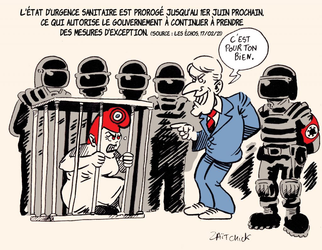 dessin presse humour coronavirus covid19 image drôle Emmanuel Macron état d’urgence sanitaire