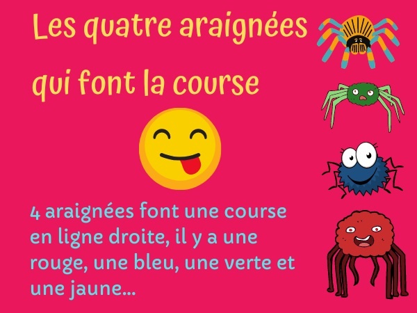 humour, blague insectes, blague araignées, blague course, blague énigme, blague mensonge, blague menteuse, blague sale menteuse, humour arachnide