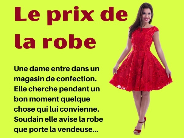 humour, blague vêtement, blague commerce, blague confection, blague robe, blague prix, blague petite culotte, blague excitation, blague coût, blague vendeuse, humour patronal