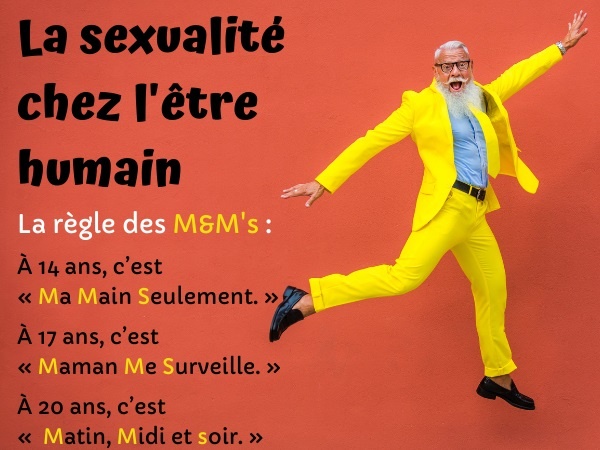 blague sexe, blague sexualité, blague M&M's, blague être humain, blague âge, blague hommes, humour