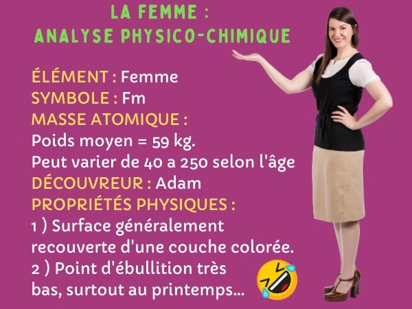 blague femmes, blague science, blague analyse, blague physique, blague chimie, blague biologie, humour