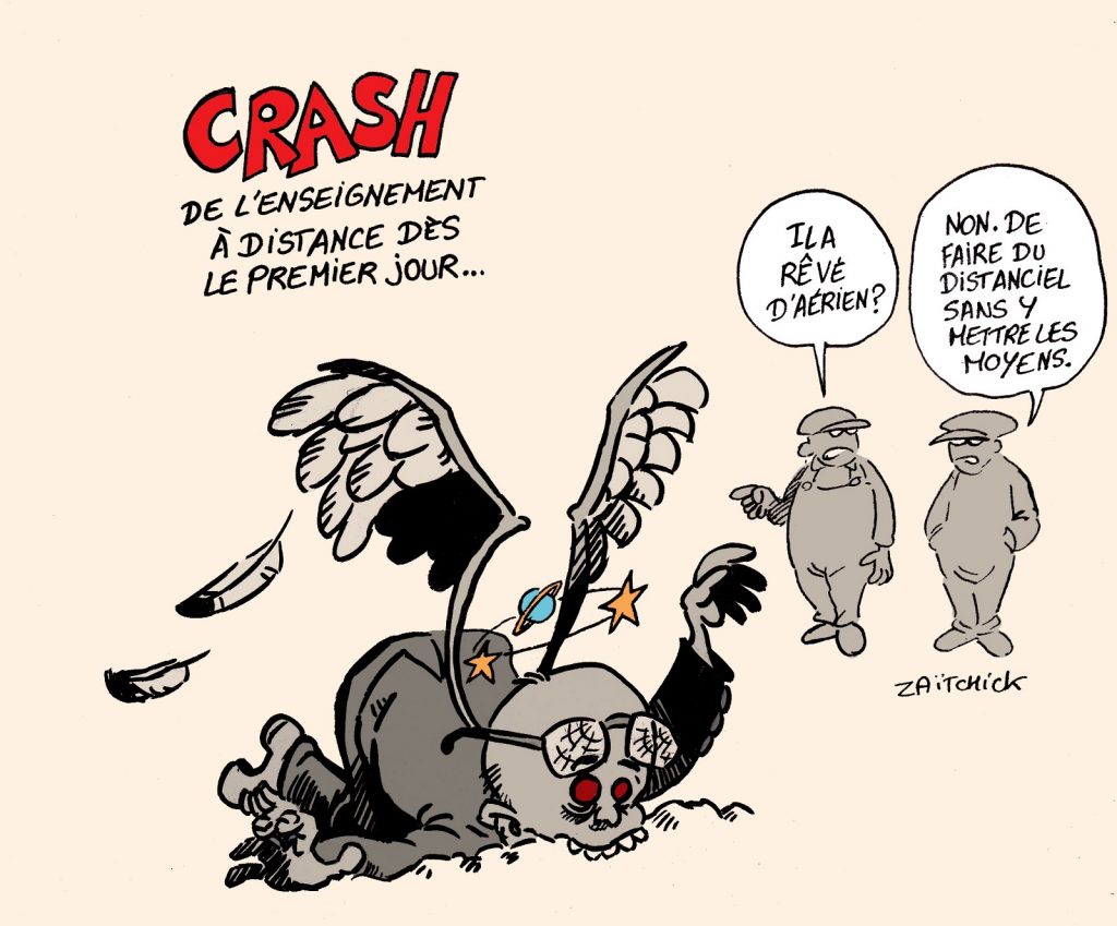 dessin presse humour Jean-Michel Blanquer image drôle Éducation Nationale crash aérien