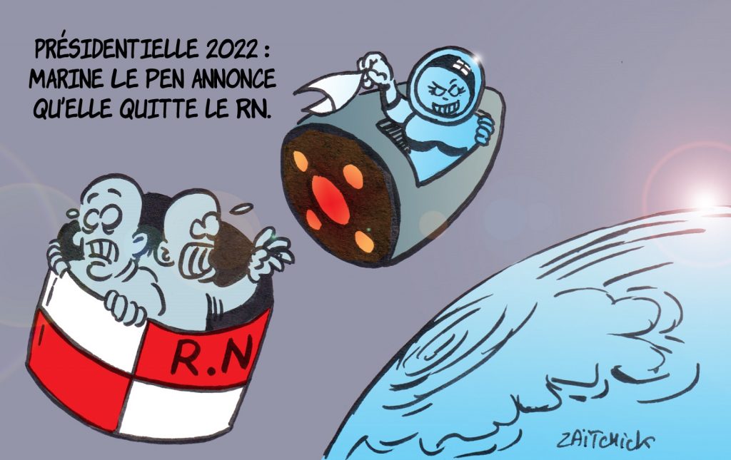 dessin presse humour Marine Le Pen Rassemblement National image drôle élection présidentielle 2022