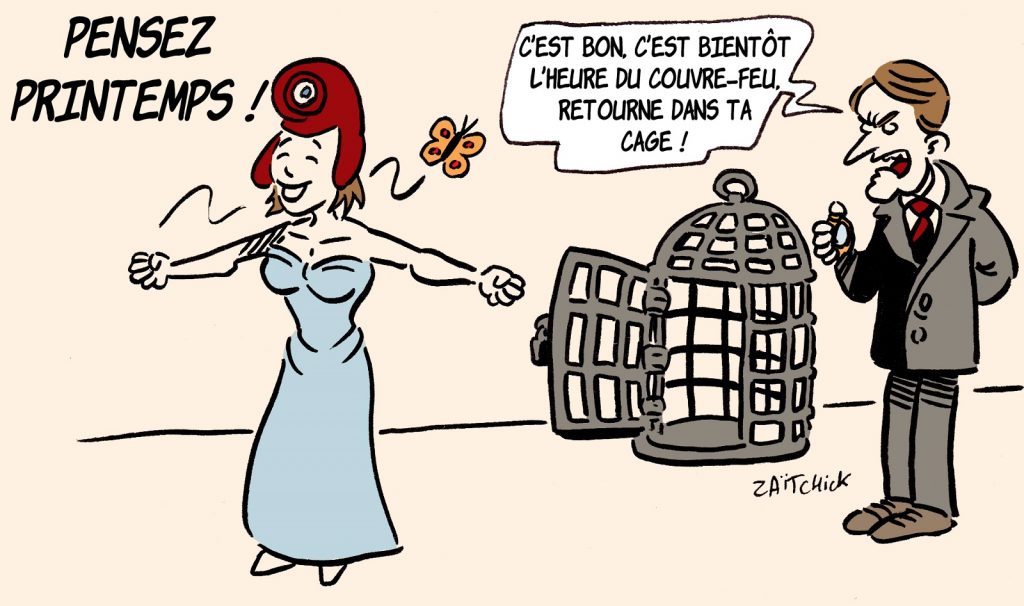 dessin presse humour coronavirus covid-19 image drôle Emmanuel Macron printemps confinement