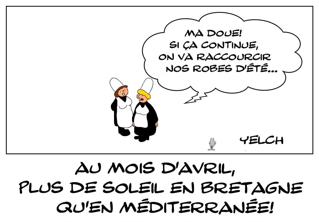 dessins humour mois avril Bretagne soleil image drôle Méditerranée ensoleillement