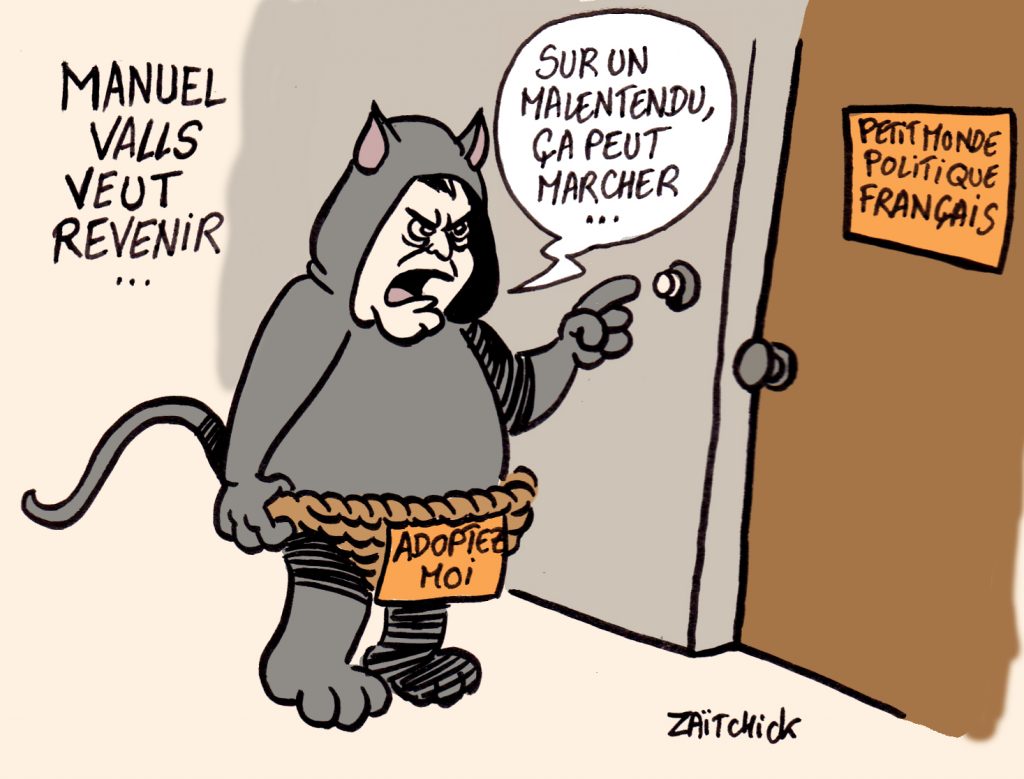 dessin presse humour retour Manuel Valls image drôle opportuniste politique