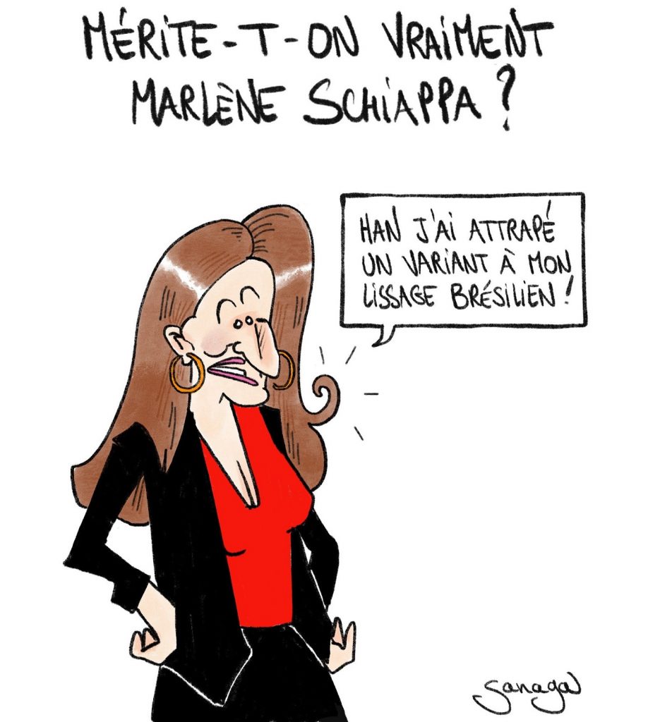 dessin presse humour Marlène Schiappa lissage brésilien image drôle coronavirus variant brésilien