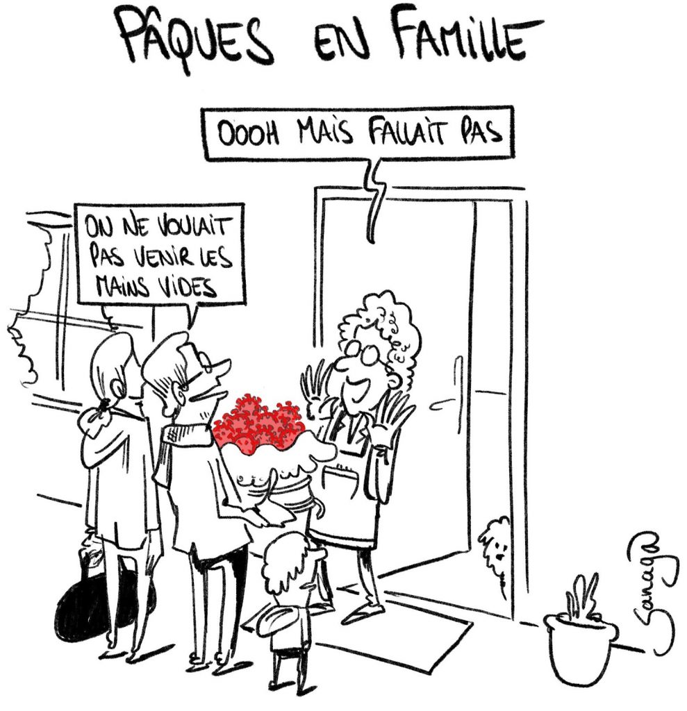 dessin presse humour coronavirus covid-19 image drôle Pâques famille