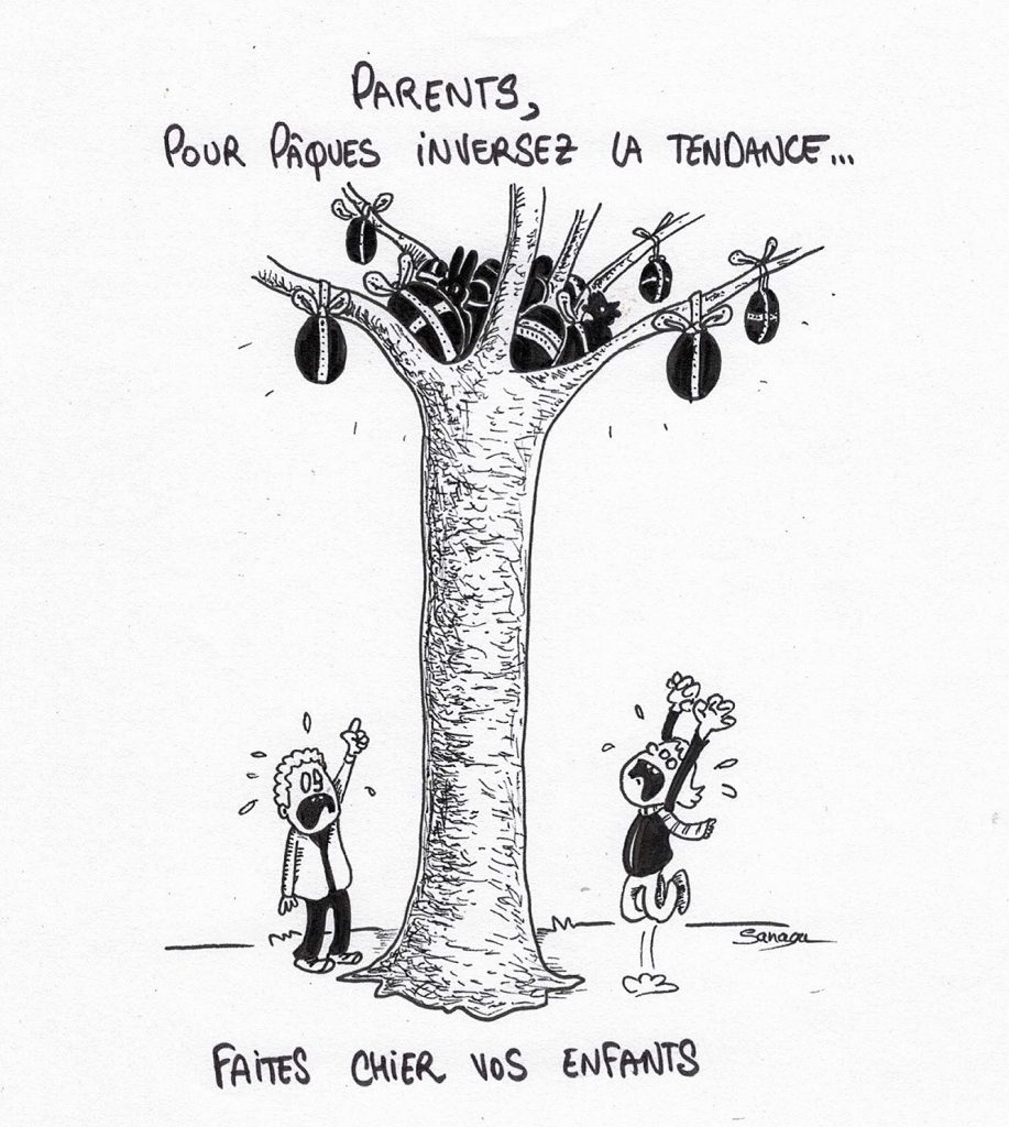 dessin presse humour fêtes Pâques image drôle enfants chasse œufs