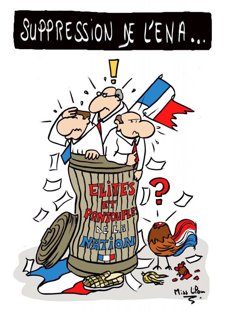 dessin presse humour Suppression ENA image drôle pantouflage