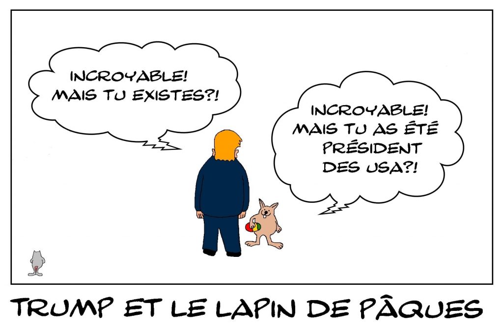 dessins humour Donald Trump président image drôle lapin de Pâques