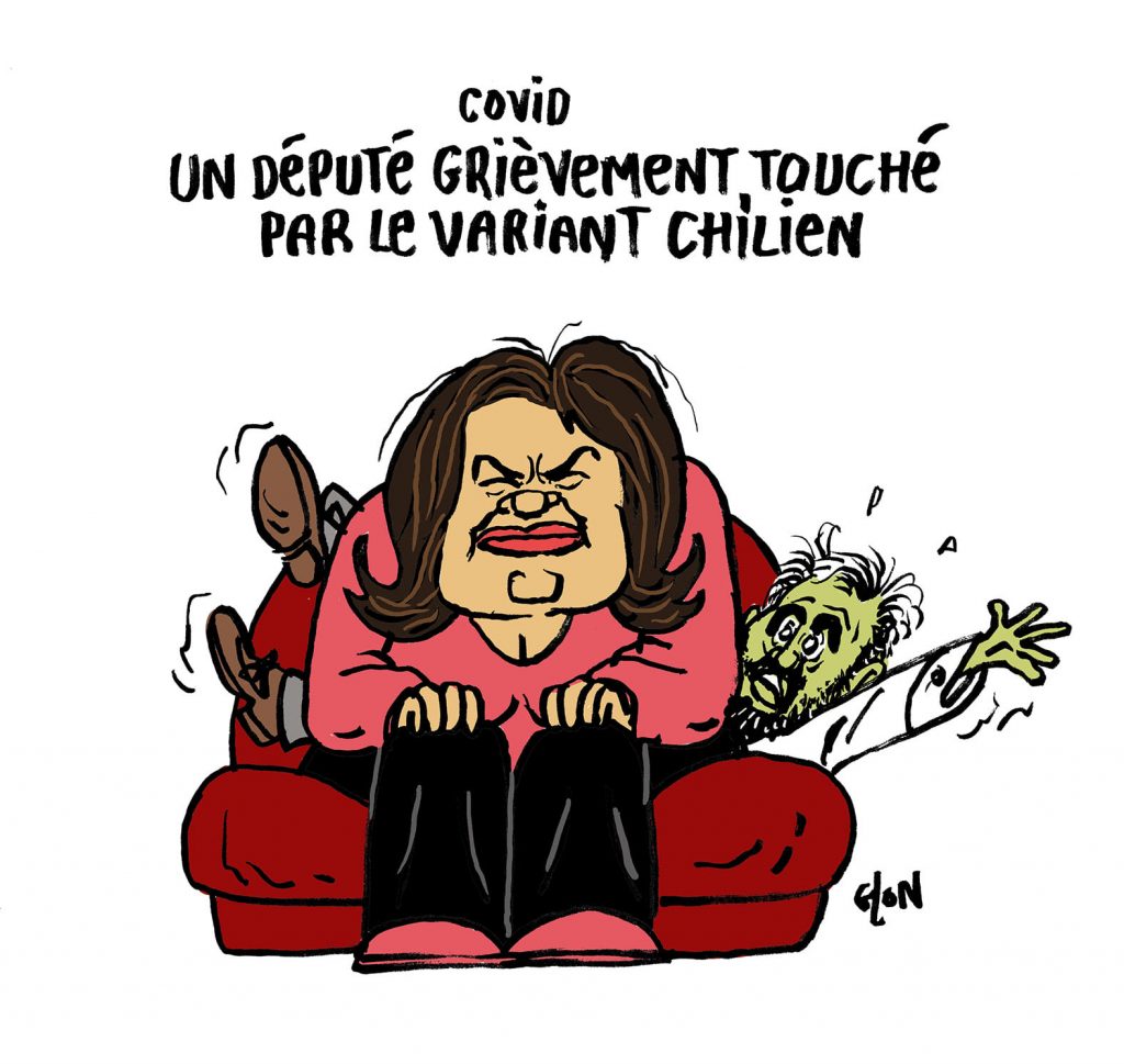 dessin presse humour coronavirus variant chilien image drôle Raquel Garrido Alexis Corbière