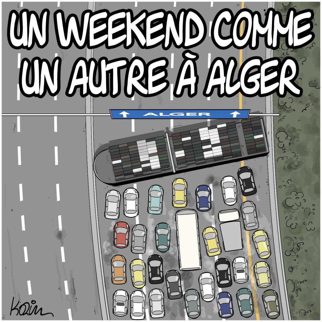 dessin presse humour Algérie Alger image drôle weekend embouteillage canal de Suez Evergreen