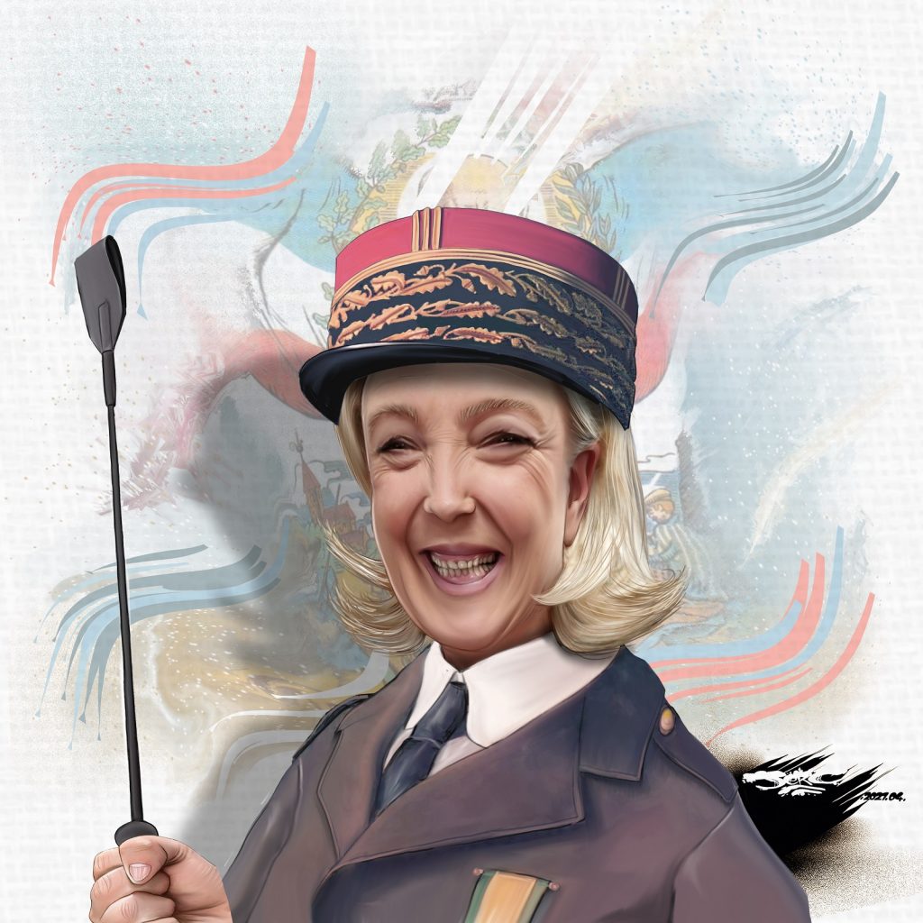 dessin presse humour tribune généraux Valeurs Actuelles image drôle retraités Marine Le Pen