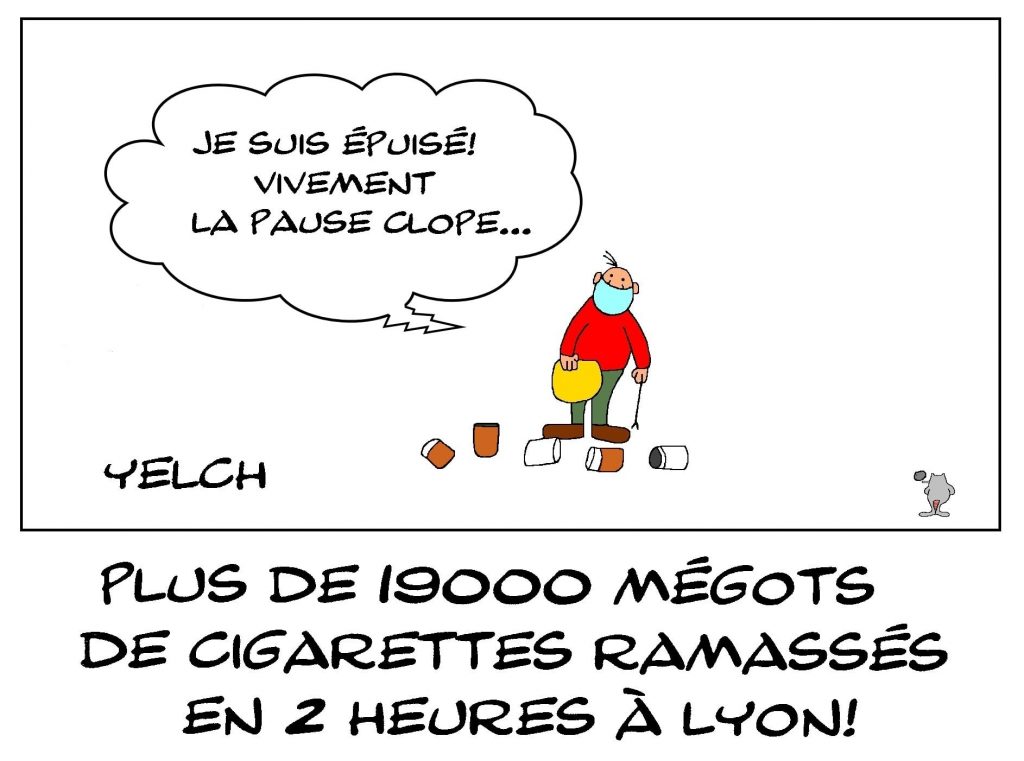 dessins humour Lyon cigarette image drôle ramassage mégots pollution