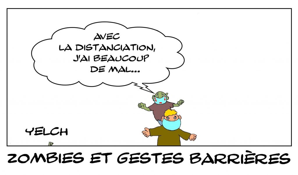 dessins humour coronavirus covid-19 image drôle zombies distanciation gestes barrières